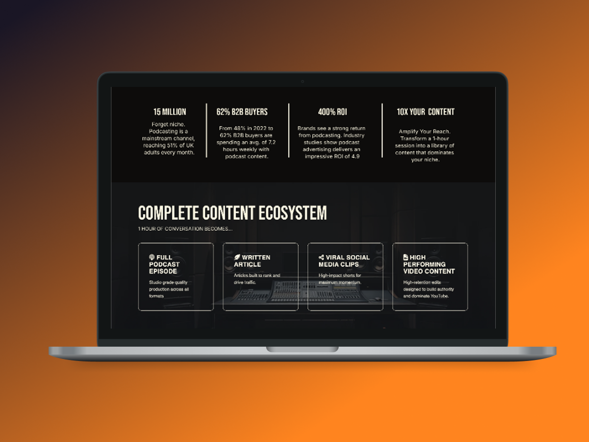 Detailed view of the Poduca website